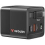 Verbatim Cargador GaN 65W con Cable USB-C Retráctil y 2 Puertos de Salida